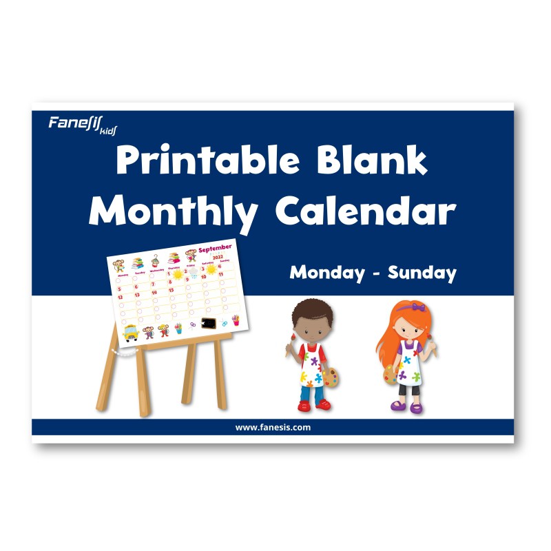 Printable Blank Monthly Calendar (Monday-Sunday)