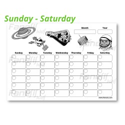 FREE Printable Blank Monthly Calendar (Sunday-Saturday): Space