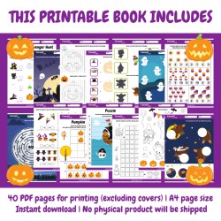 Halloween Busy Book: Printable Activity Worksheets for Kids Ages 3-5