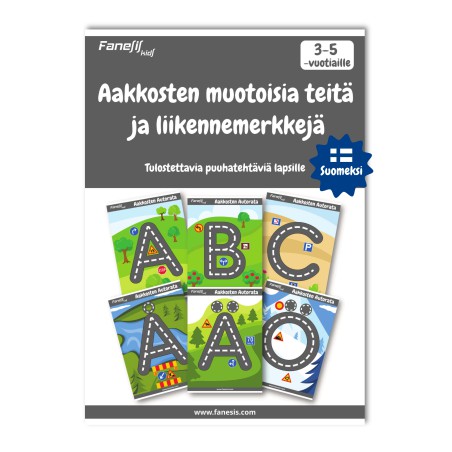 Tulostettava Aakkosten Muotoisia Teitä ja Liikennemerkkejä (SUOMEKSI) | Printable Alphabet Roads with Road Signs (IN FINNISH)
