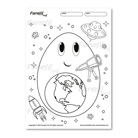 FREE Printable Easter Egg Coloring Page Space