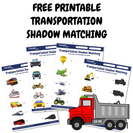 FREE Printable Transportation Shadow Matching for Kids Ages 3-5