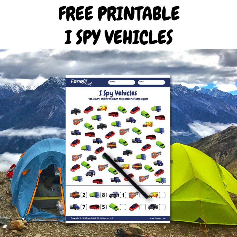 FREE Printable I Spy Vehicles Worksheet for Kids Ages 3+