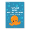 Printable Blank Monthly Calendar (Sunday - Saturday)