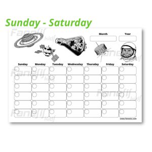 FREE Printable Blank Monthly Calendar (Sunday-Saturday): Space