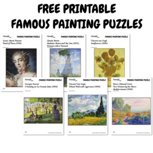 free printable famous painting puzzles for kids ages 3+ (set of 6)