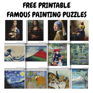 free printable famous painting puzzles for kids ages 3+