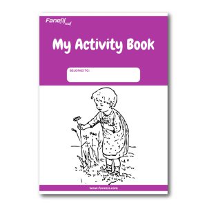 free printable my activity book cover: girl with flower