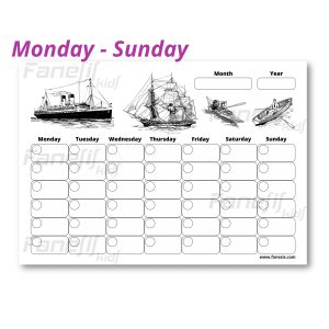 free printable blank monthly calendar (monday sunday): ships