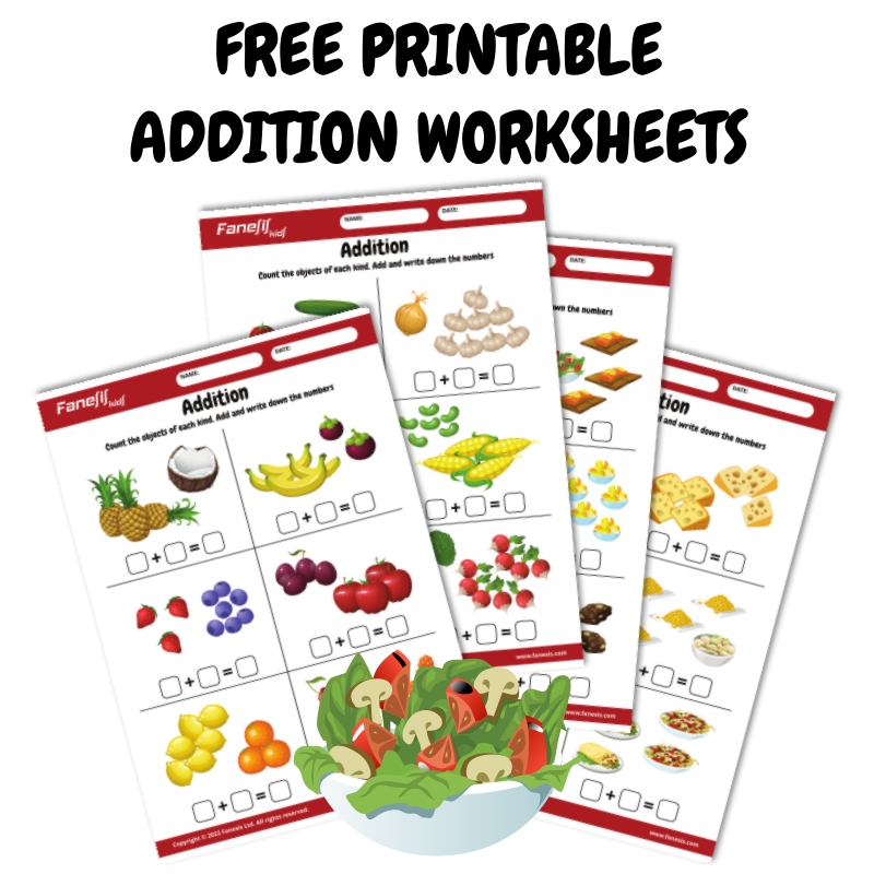 FREE Printable Addition Worksheets for Kids Ages 3+ FREE Printable Addition Worksheets for Kids Ages 3+